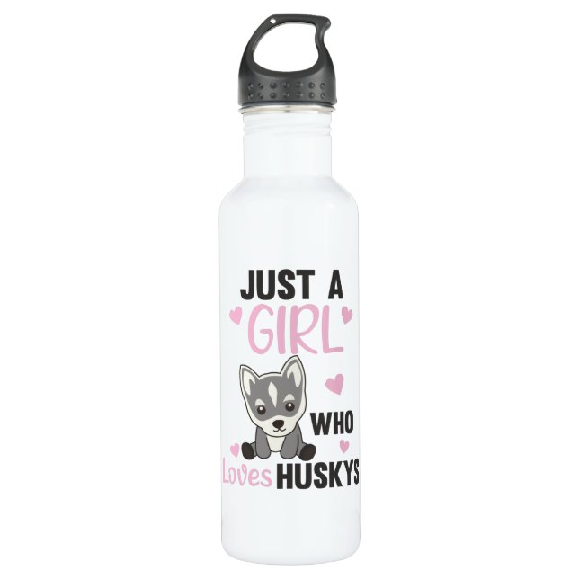 Bouteille D'eau Juste une fille qui aime Husky's Kawaii Chien Husk (Devant)