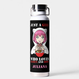 Bouteille D'eau Juste une Fille qui aime le Ramen et le Boba