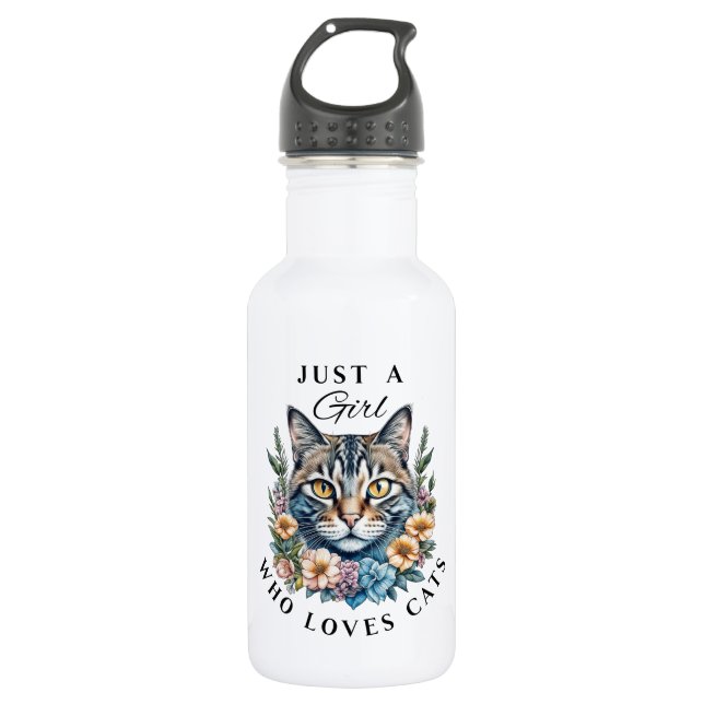 Bouteille D'eau Juste une fille qui aime les chats  (Devant)