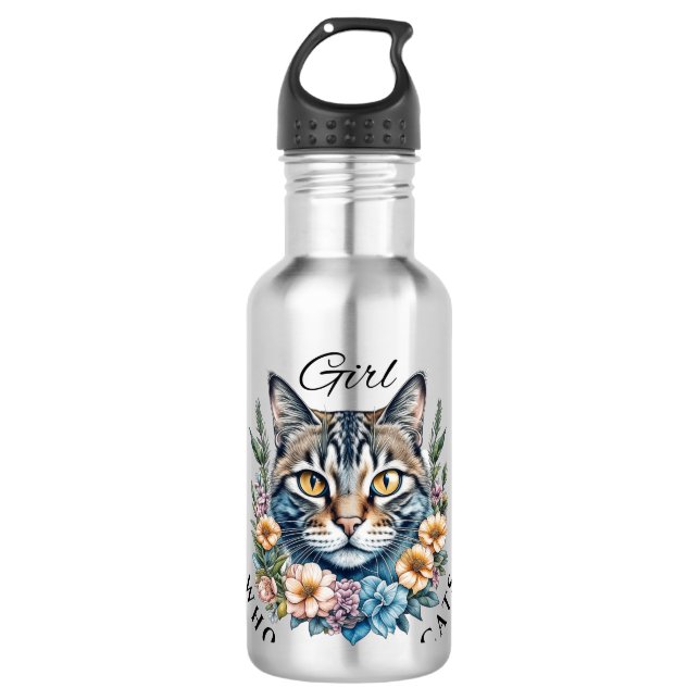 Bouteille D'eau Juste une fille qui aime les chats (Devant)