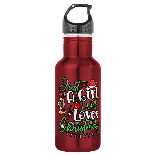 Bouteille D'eau Juste Une Fille Qui Aime Noël (Devant)