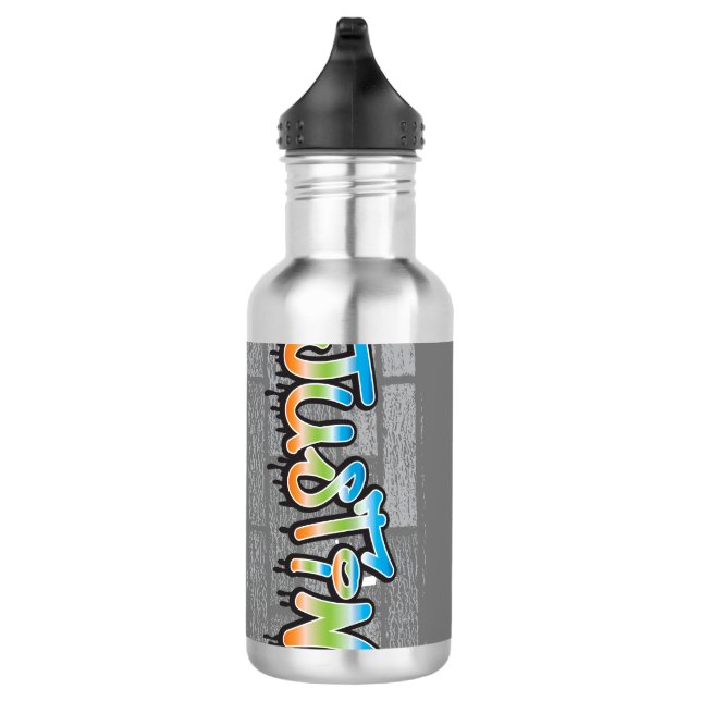 Bouteille D'eau Justin Your Name graffiti Logo Brick Wall Paint (Droite)