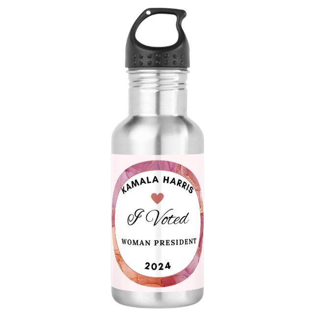 Bouteille d'eau Kamala Harris Logo rose (Devant)