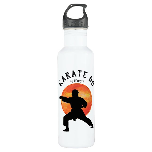 Bouteille D'eau Karate Black figurine Nom Moderne tendance Sporty (Devant)