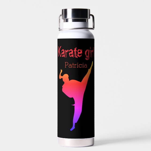 Bouteille D'eau Karate Girl Silhouette Arts martiaux Sports modern (Arrière)