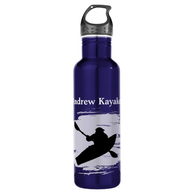 Bouteille D'eau Kayaking - silhouette of kayaker - Personalize (Devant)