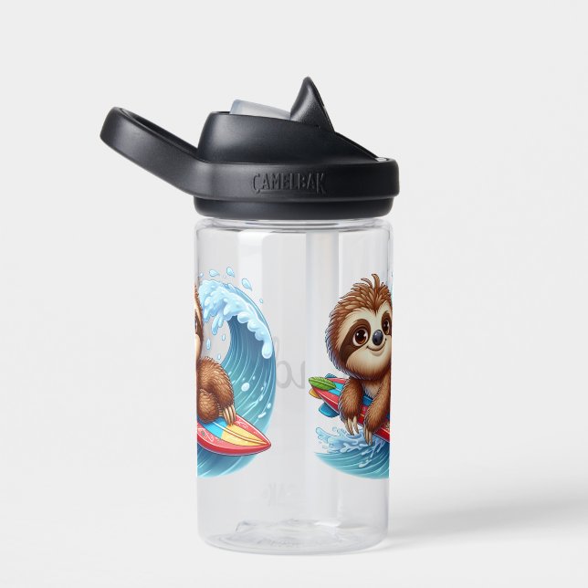 Bouteille D'eau Kid Personnaliser Sloth Surfer (Arrière Complet)