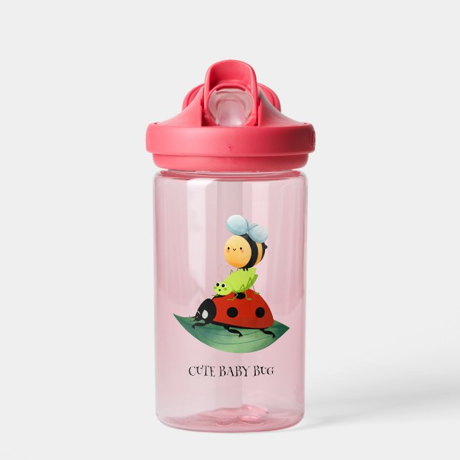 Bouteille D'eau Kids Cute polka dot ladybug Bee sur la feuille ver (Avant)