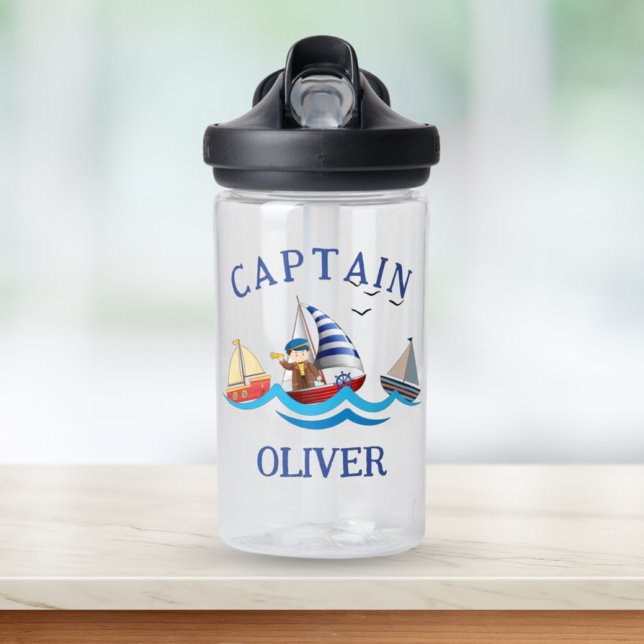 Bouteille D'eau Kids Nautical Boat Captain Personnalisé (Créateur téléchargé)