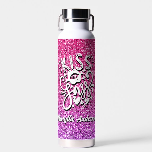 BOUTEILLE D'EAU KISS MON SASS PARTIES SCINTILLANT PERSONNALISÉE TY (Avant)