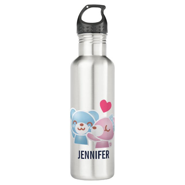 Bouteille D'eau Kissing Bears mignon et Kawaii (Devant)