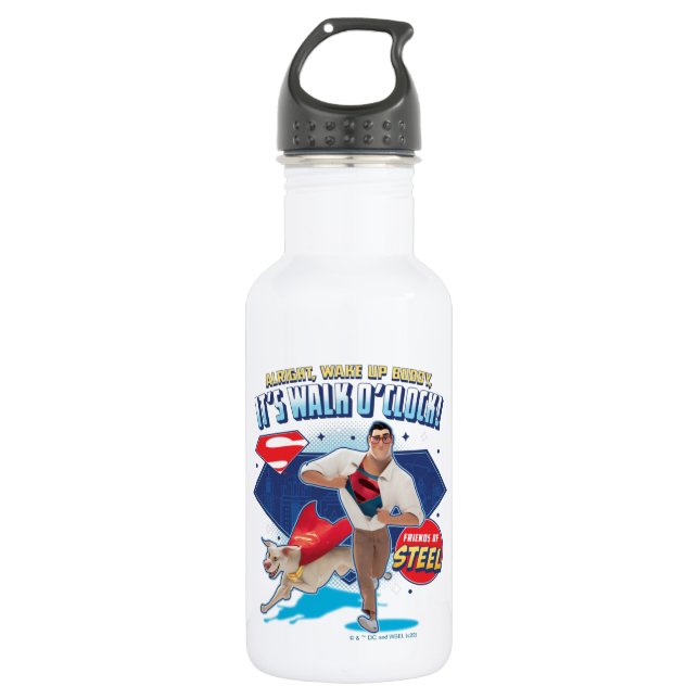 Bouteille D'eau Krypto & Superman - C'est Walk O'Clock ! (Devant)