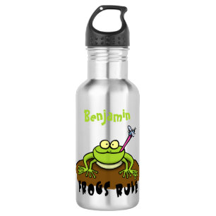 Bouteille D'eau La grenouille règle drôle dessin de grenouille ver