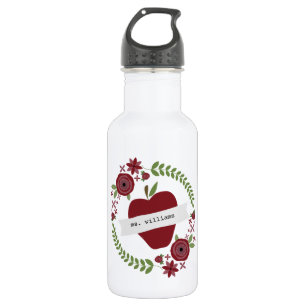 Bouteille D'eau La guirlande florale Apple rouge a personnalisé l
