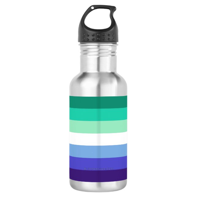 Bouteille D'eau La palette de drapeau des hommes gays trans-inclus (Devant)