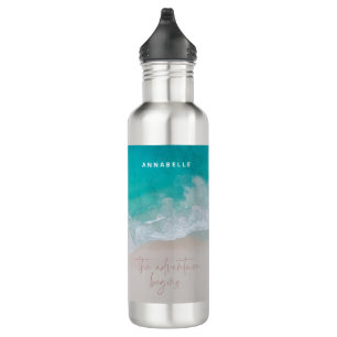 Bouteille D'eau La plage de sable tropical de l'océan a personnali