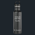Bouteille D'eau La plus grande coutume d'enseignant du monde réuti<br><div class="desc">Personnalisez cette bouteille d'eau pour votre personne préférée comme enseignant,  coach,  entraîneur personnel,  maman,  papa,  fille,  fils,  mari,  femme etc. Cliquez sur "Customiser" pour modifier les couleurs de la bouteille d'eau,  le texte de police,  l'emplacement de la taille et plus encore.</div>