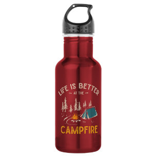 Bouteille D'eau La vie est meilleure au feu de camp drôle campeur