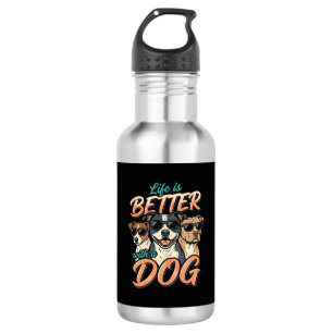 Bouteille D'eau La vie est meilleure avec le vecteur de chien