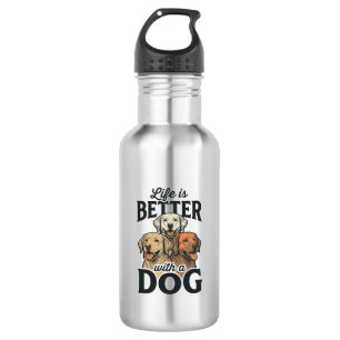 Bouteille D'eau La vie vintage est meilleure avec un chien vecteur