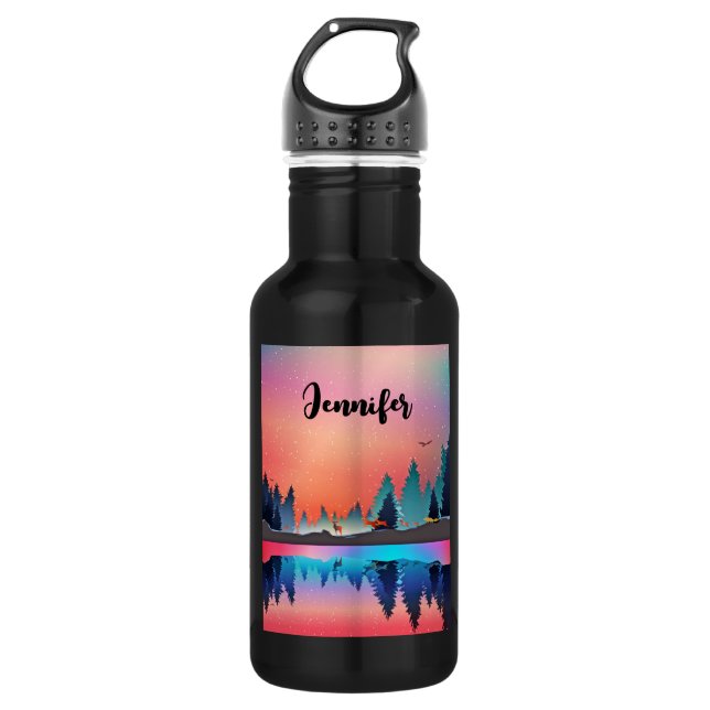 Bouteille D'eau Lac d'hiver pittoresque avec Cerf (Devant)