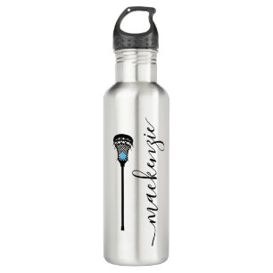 Bouteille D'eau Lacrosse Joueuse Filles Femme Argent Personnalisé 