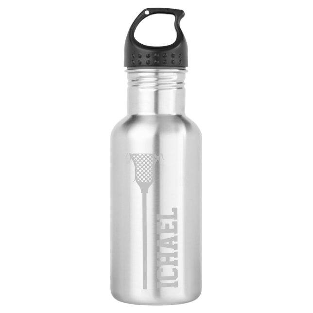 Bouteille D'eau Lacrosse Nom personnalisé Gris (Devant)