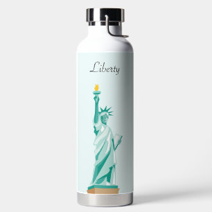 Bouteille D'eau Lady Liberty sur fond bleu ciel