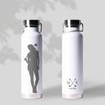 Bouteille D'eau Lady White avec gris moderne Monogramme de Golfeur<br><div class="desc">Ce design moderne de bouteille d'eau comprend un golfeur et vos initiales en texte noir gras pour un look simple,  élégant,  mais professionnel. Ajoutez votre nom et faites-le le vôtre.</div>