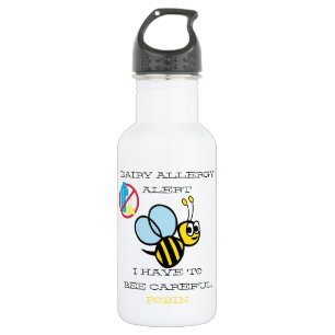 Bouteille D'eau L'alerte d'allergie de laiterie gaffent l'abeille