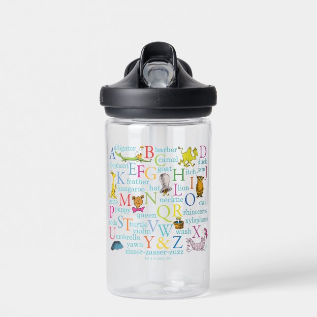 Bouteille D'eau L'alphabet du Dr Seuss avec des mots (Avant)