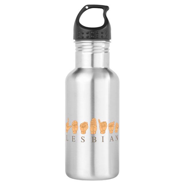 BOUTEILLE D'EAU LANGUE DES SIGNES POUR LA LESBIENNE (Devant)