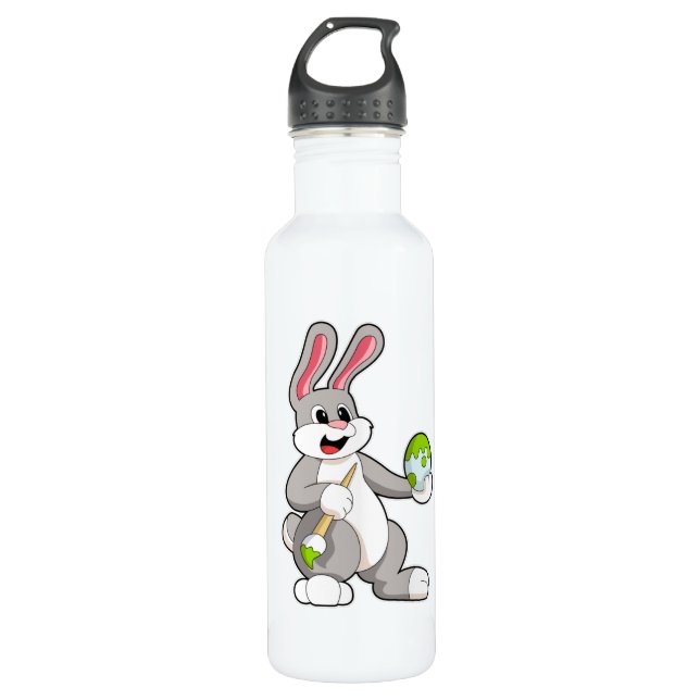 Bouteille D'eau Lapin à la peinture avec l'oeuf (Devant)