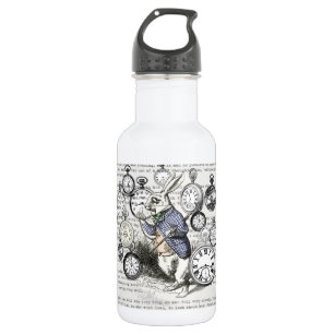 Bouteille D'eau Lapin Blanc Alice au Pays des Merveilles Horloges