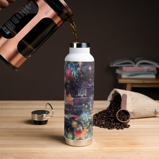 Bouteille D'eau Las Vegas Noël & Nouvel An en aquarelles (Gym)