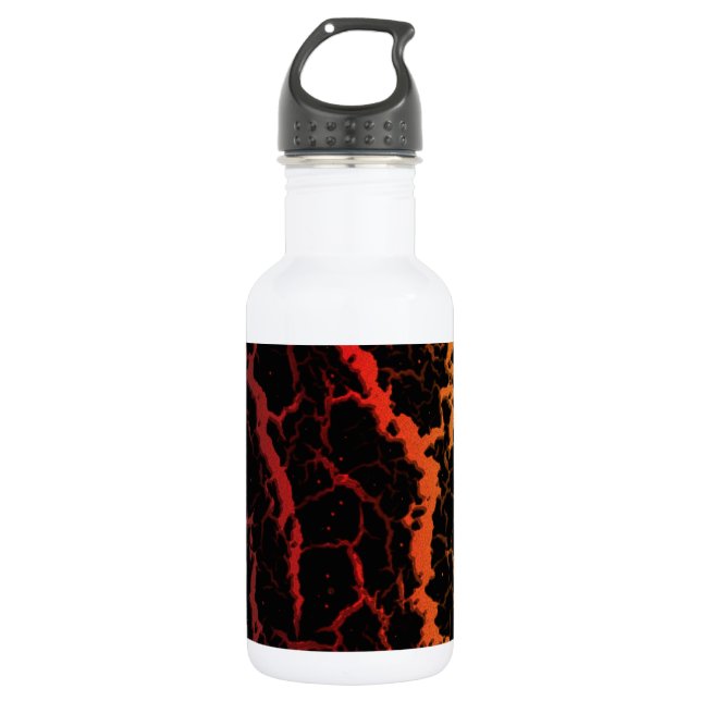 Bouteille D'eau Lave spatiale craquelée - Noir/Rouge/Or (Devant)