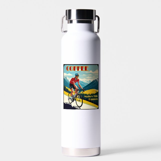Bouteille D'eau Le Café Fait Que Cela Se Passe En Cyclisme (Avant)