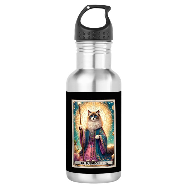 Bouteille D'eau Le chat de la carte Tarot de chat de Ragdoll (Devant)