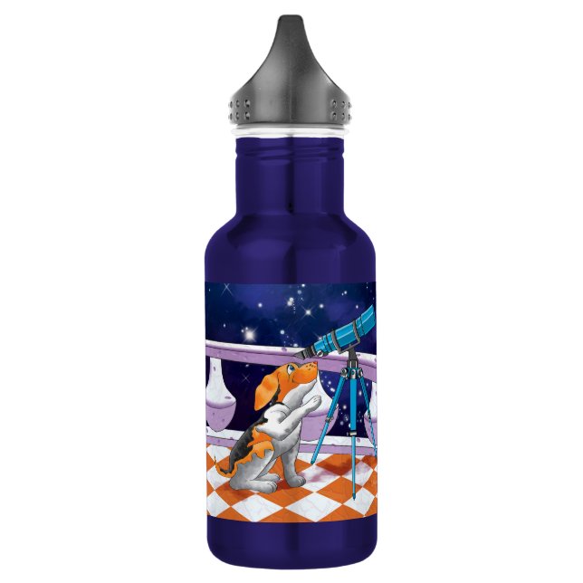 Bouteille D'eau Le chien regarde à travers le télescope (Gauche)