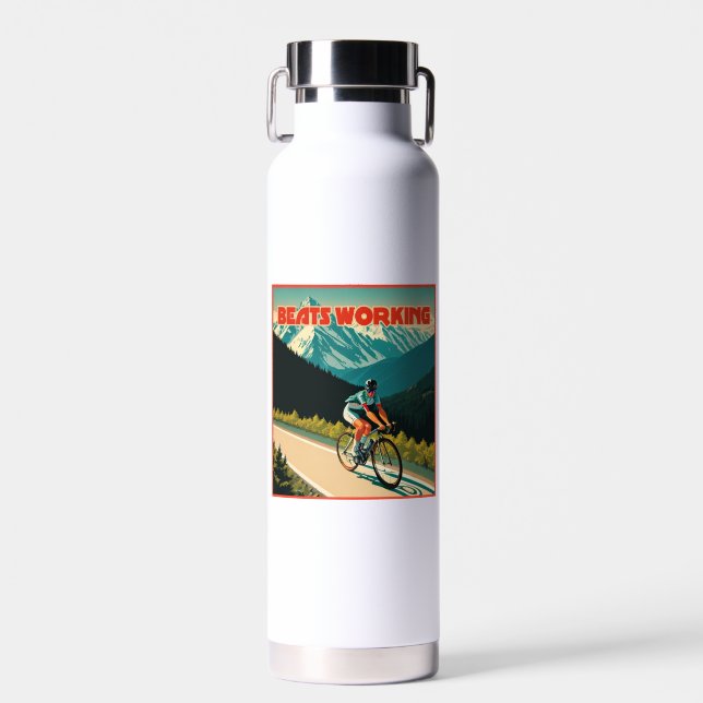 Bouteille D'eau Le cyclisme est meilleur que le travail (Avant)