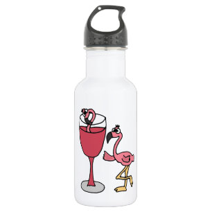 Bouteille D'eau Le Flamant rose rose rougissent dedans verre de