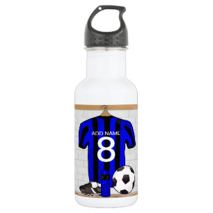 Bouteille D'eau Le football Jersey noir et bleu personnalisé du