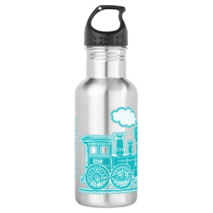 Bouteille D'eau Le nom et prénoms de train d'Aqua de garçons gri