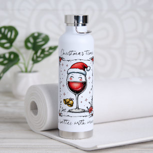 Bouteille D'eau Le temps de Noël est meilleur avec le vin