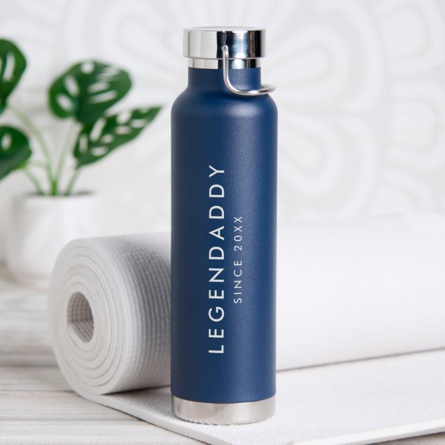 Bouteille D'eau Legendaddy pour légendaire papas simple minimalist (blue water bottle for legendary dads)