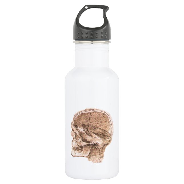 Bouteille D'eau Léonard de Vinci Crâne Anatomie Art (Devant)