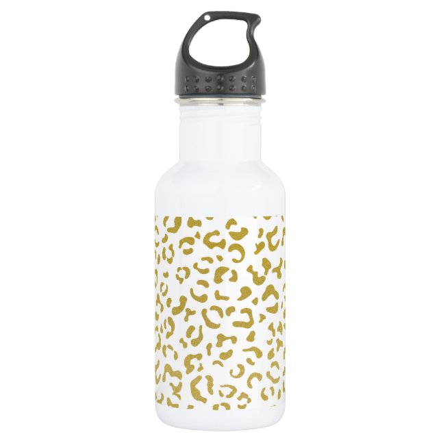 Bouteille D'eau Léopard doré, paillettes dorées, imprimé léopard (Devant)
