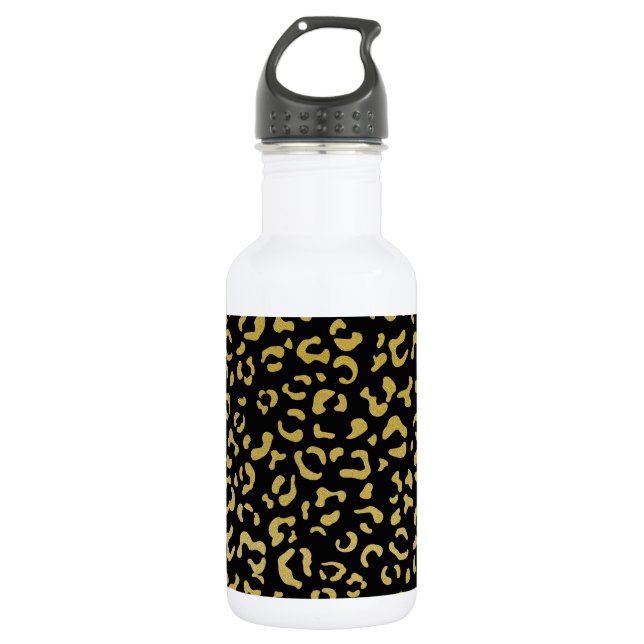 Bouteille D'eau Léopard doré, paillettes dorées, motif léopard (Devant)