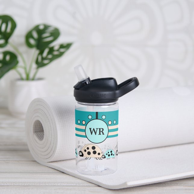Bouteille D'eau Les enfants ajoutent des initiales ladybugs crème  (Gauche)