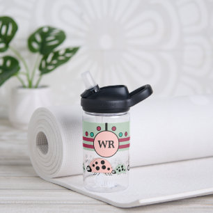 Bouteille D'eau Les enfants ajoutent des initiales ladybugs rose v